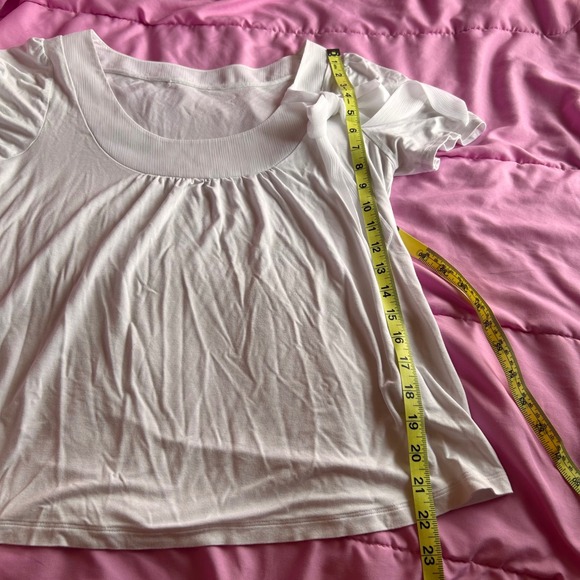 Y2K Women's White Short Sleeve Bow Accent Scoop Neck Blouse Coquette Top - Picture 8 of 8